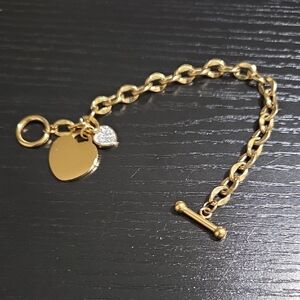 Non-Tarnishing Titanium Steel Heart Charm Bracelet